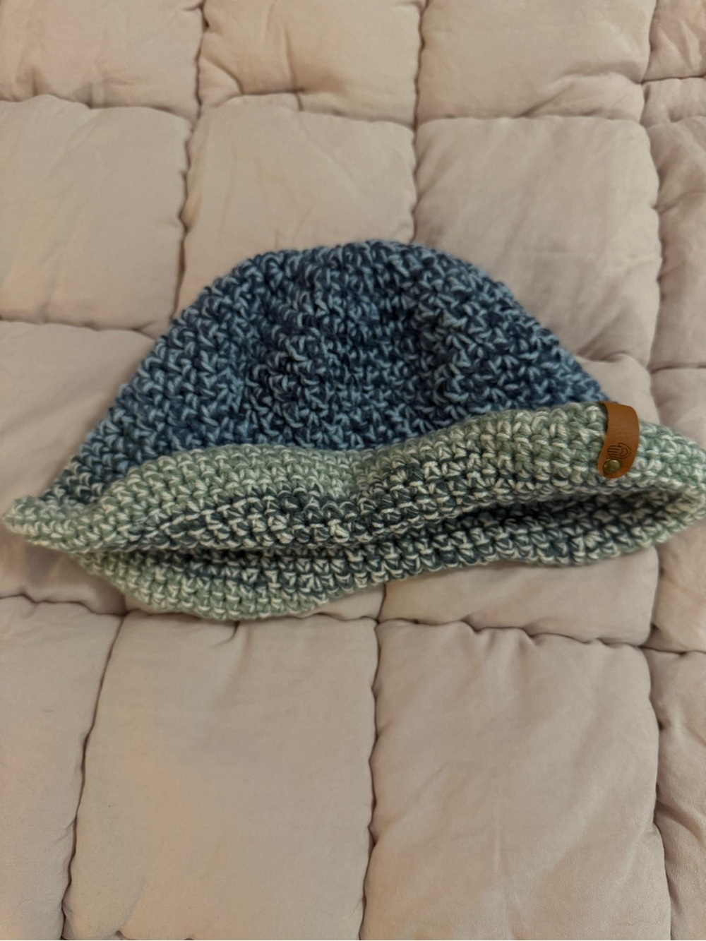 Kids Two-Tone Blue & Mint Knit Beanie